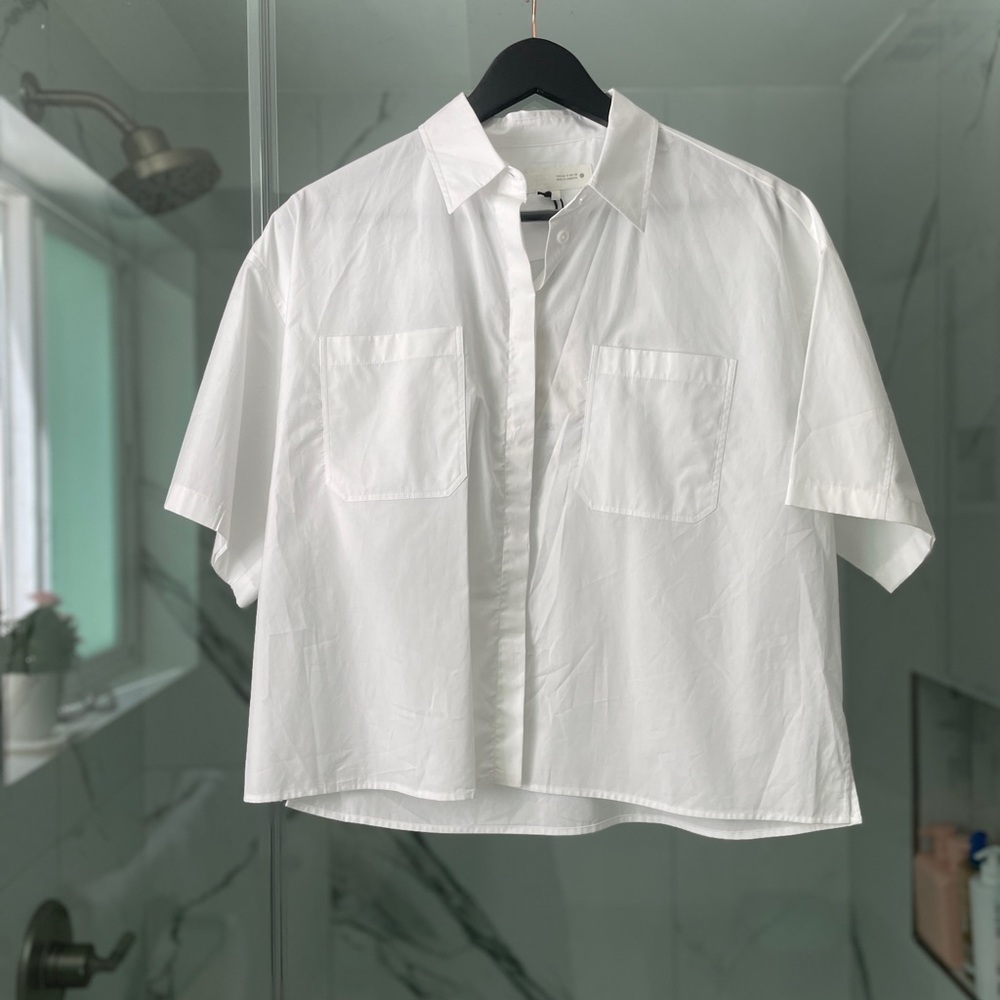 ZARA NWT White Short Sleeve Button-Up Shirt